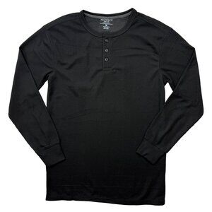 Architect Jean Co Henley Waffle Knit Thermal Top Long Sleeve Black Mens M NEW